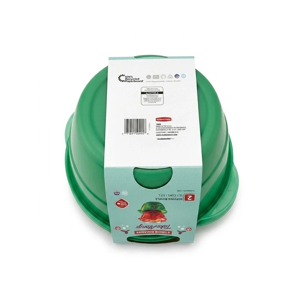 Rubbermaid TakeAlongs‎ Holiday Green Serving Bowls 15.7 Cup 2 Pack Discontinued